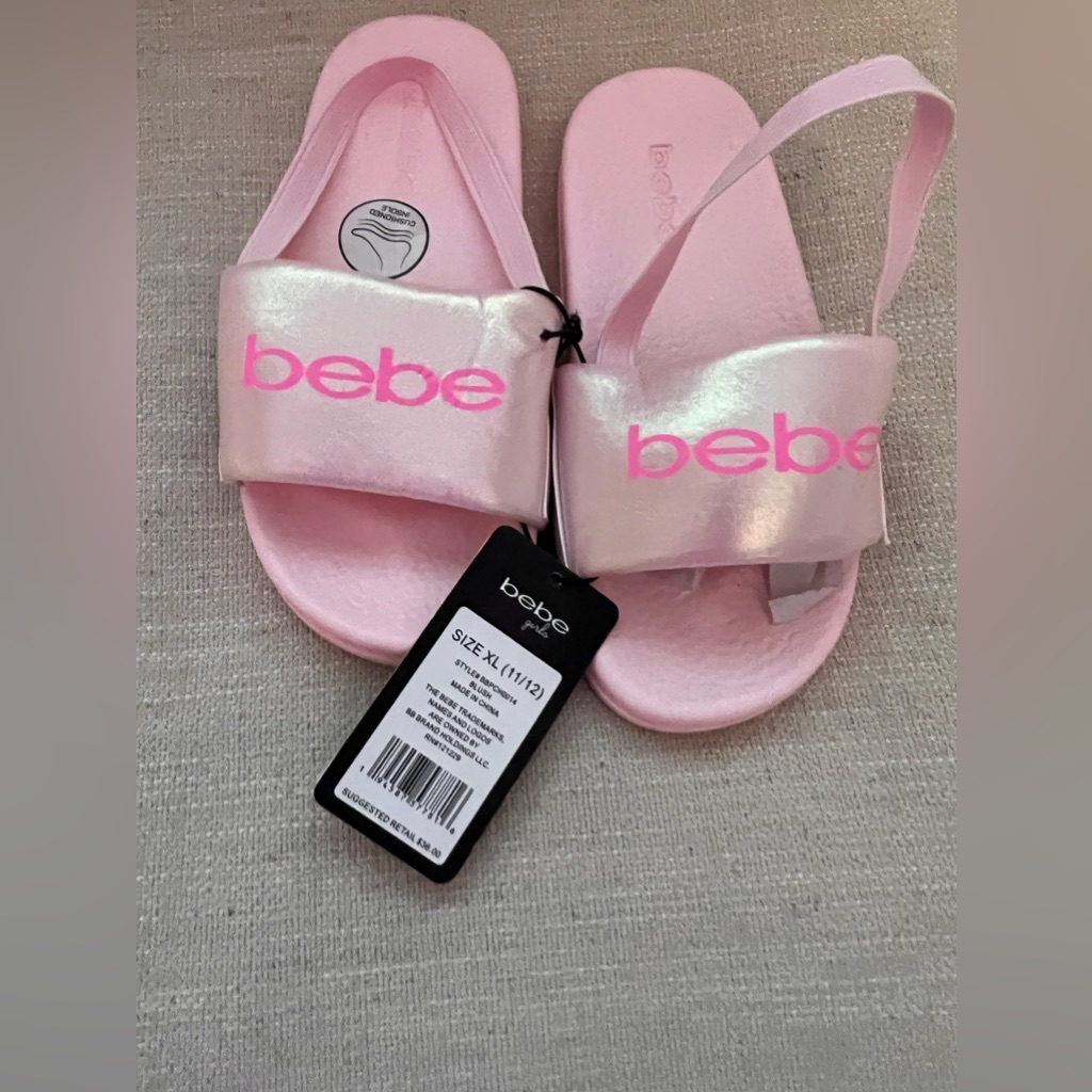Girls Pink Bebe Slides Size Xl (11/12) Nwt